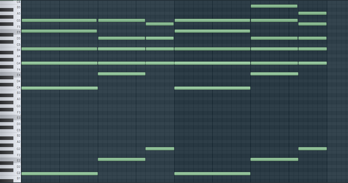 the chord progression layered up with bass notes