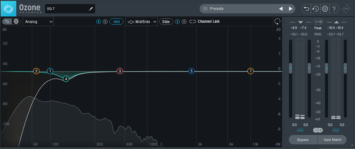 We then add an EQ on the kick to tame the heavy low end to prevent frequency masking with the low end frequencies of the bass