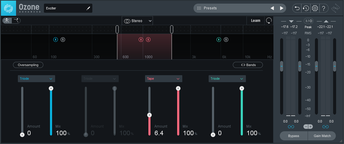 we use multi-band tape saturation to add warmth and character in the mids around 549Hz-2000Hz