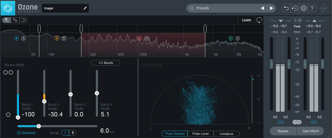 We than use an imager to optimize the stereo field for mono compactibility