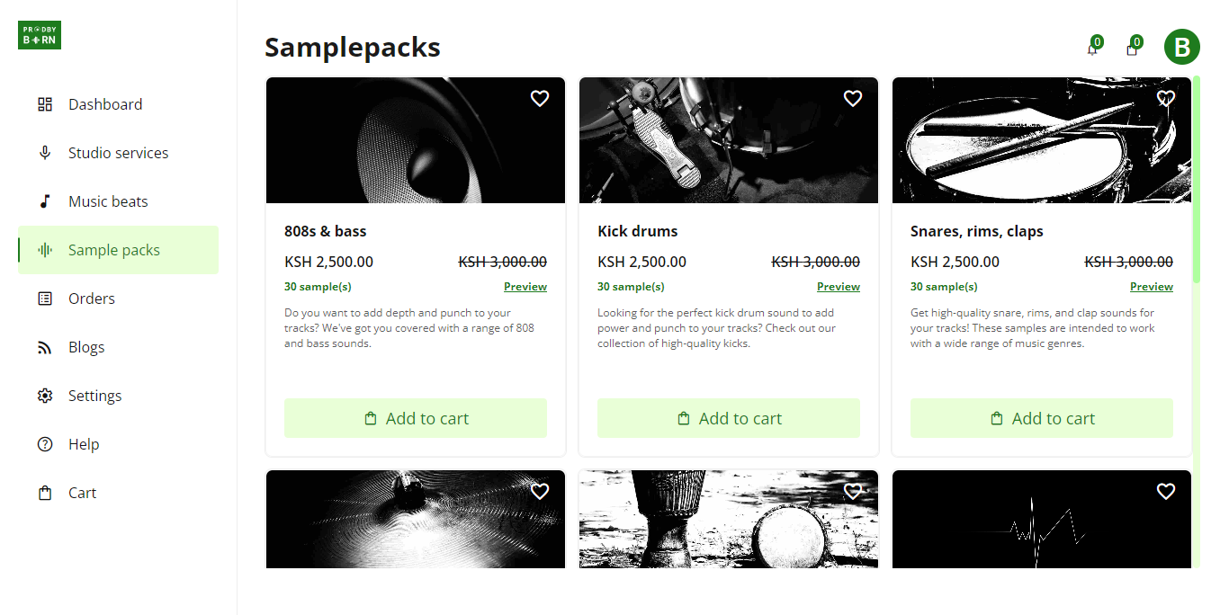 We offer both free and paid Drumkits and Sample Packs